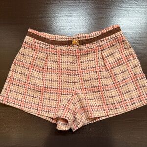 Plaid Tweed Women’s Shorts in Pink and Cream
